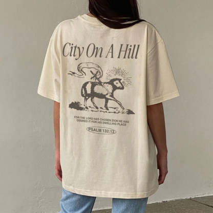 Zion City On A Hill Christian Washed T-Shirt