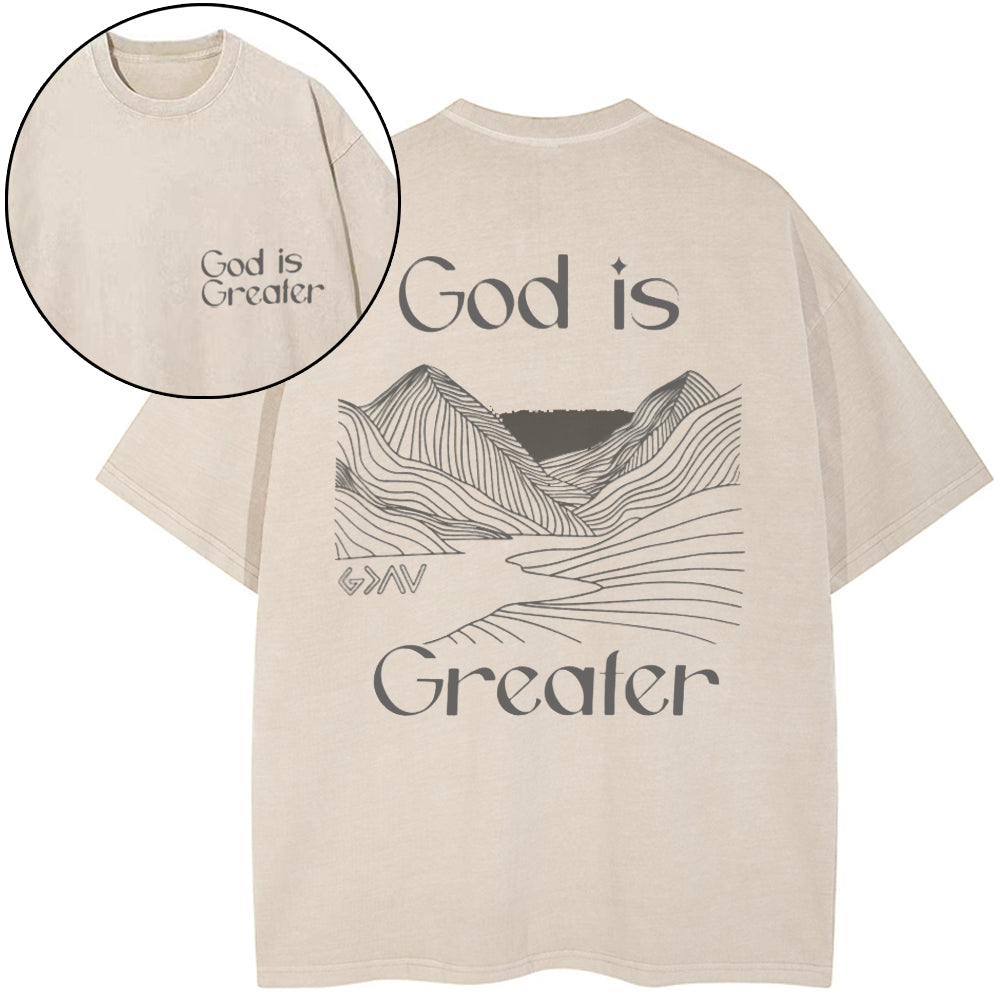 God Is Greater Christian Washed T-Shirt