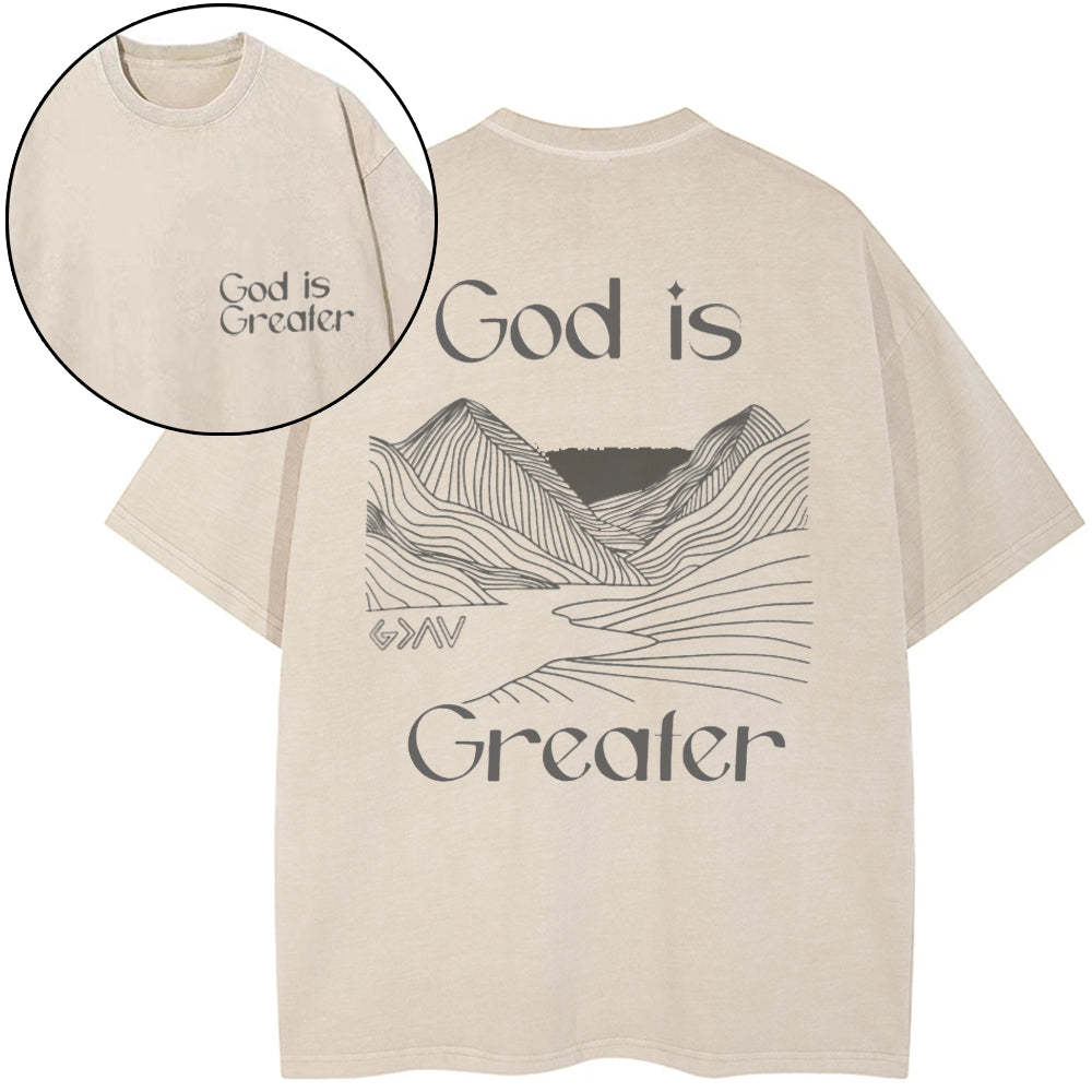 God Is Greater Christian Washed T-Shirt