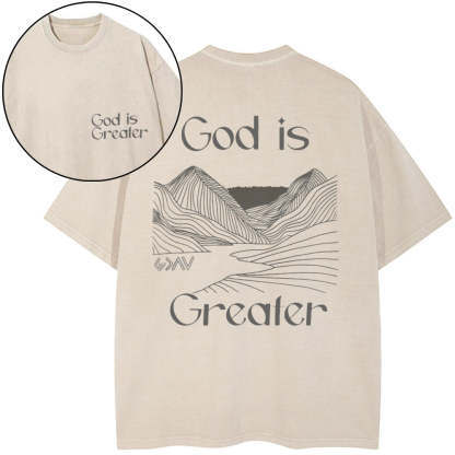God Is Greater Christian Washed T-Shirt