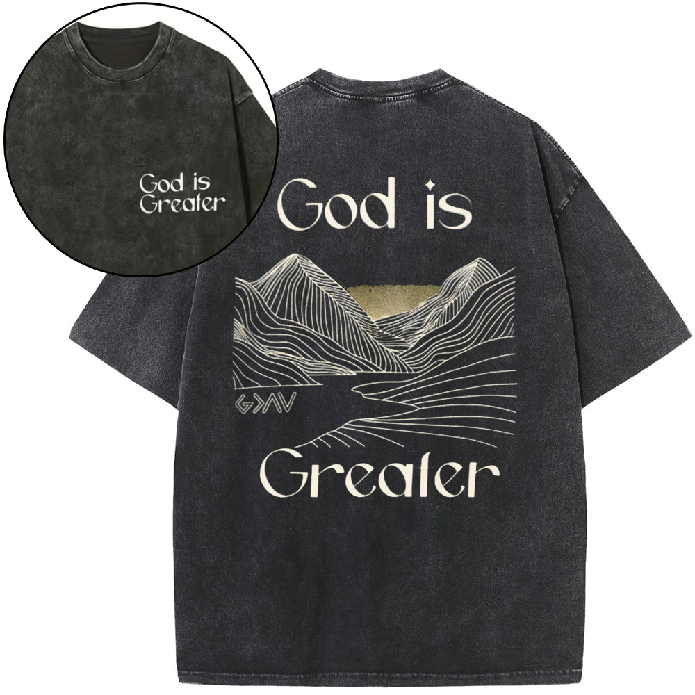 God Is Greater Christian Washed T-Shirt