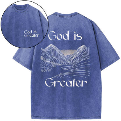 God Is Greater Christian Washed T-Shirt