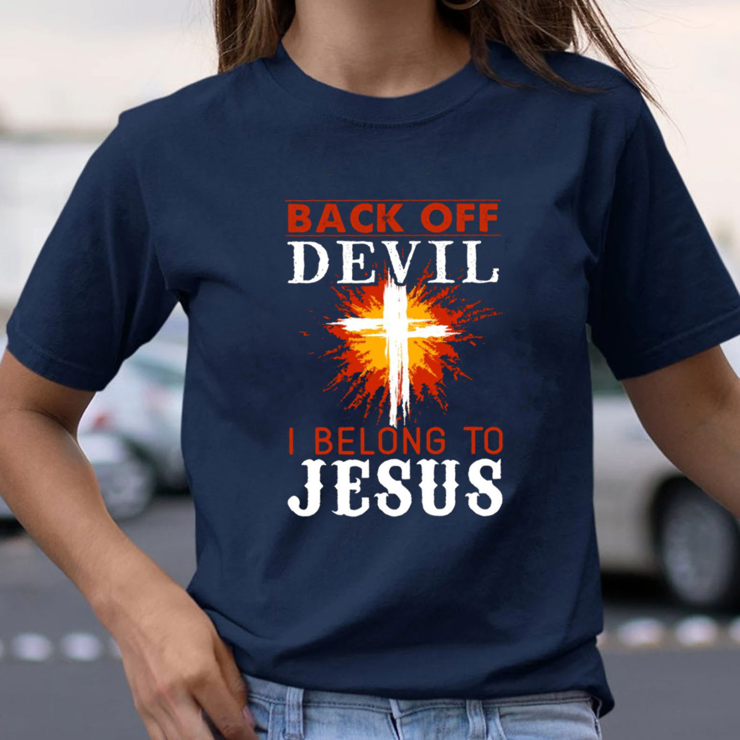 Back Off Devil I Belong To Jesus Christian T-Shirt