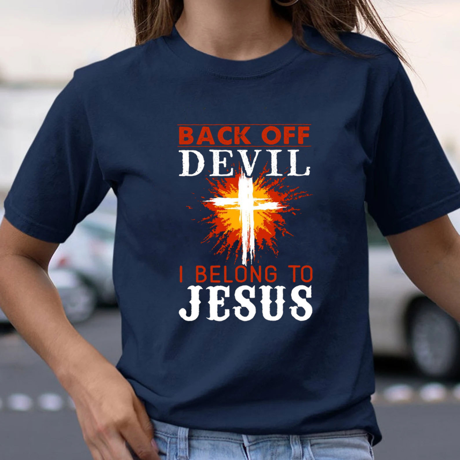 Back Off Devil I Belong To Jesus Christian T-Shirt