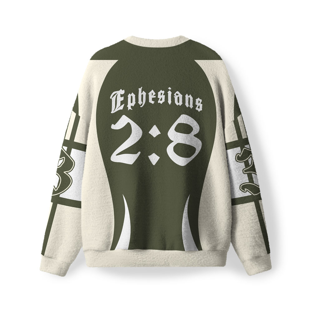 Be Grace Through Faith Furry Christian Lightweight Sweater