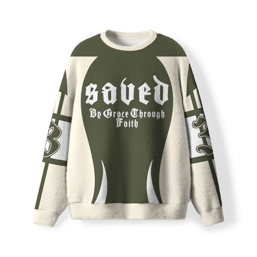 Be Grace Through Faith Furry Christian Lightweight Sweater