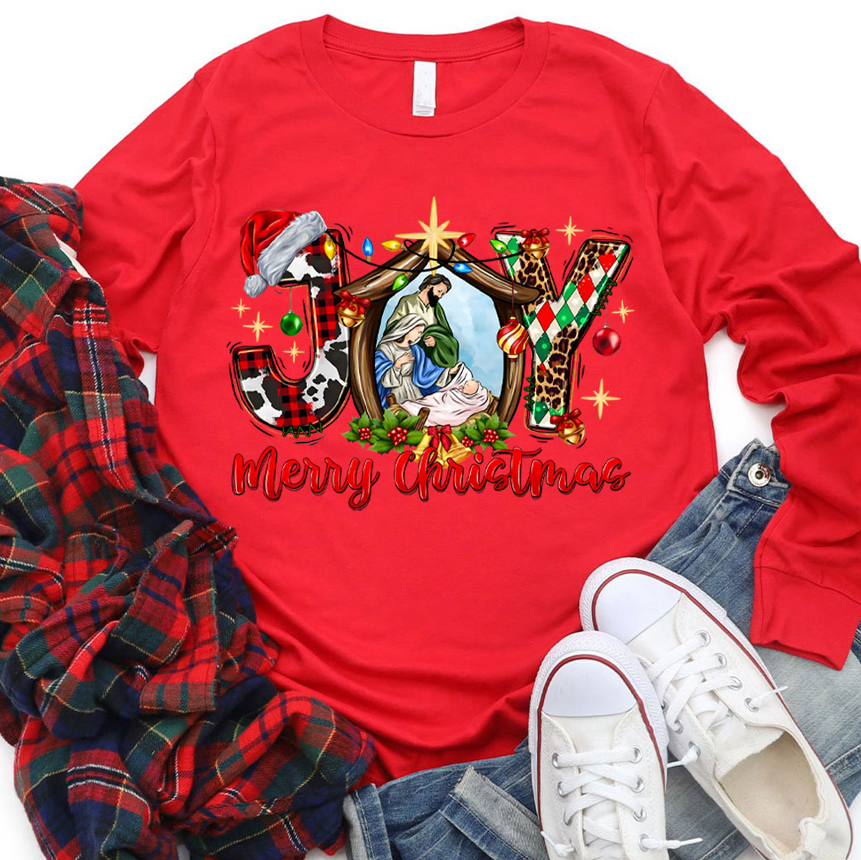 Be Joyful In Christmas Christian Long Sleeve T-Shirt