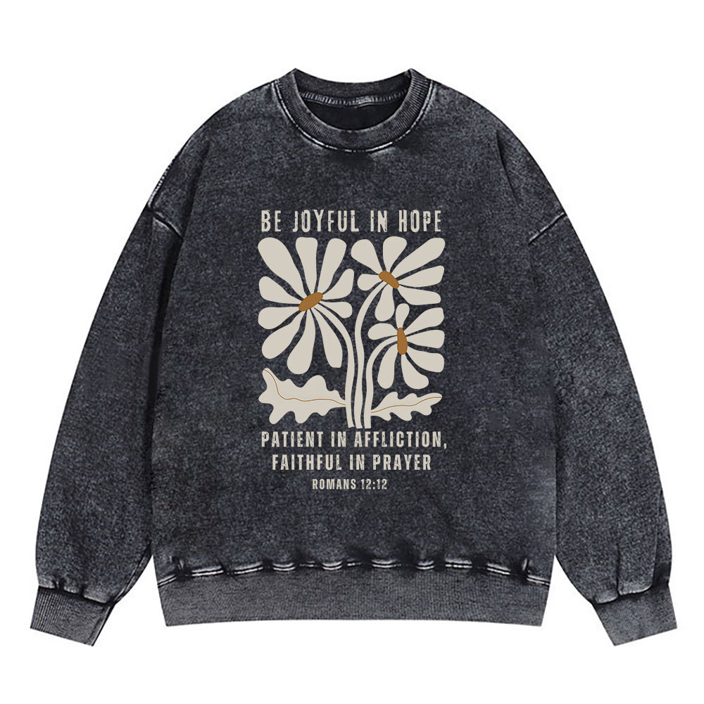 Be Joyful In Hope Christian Washed Sweatshirt