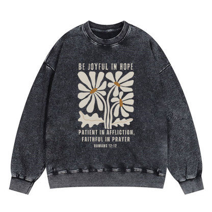 Be Joyful In Hope Christian Washed Sweatshirt