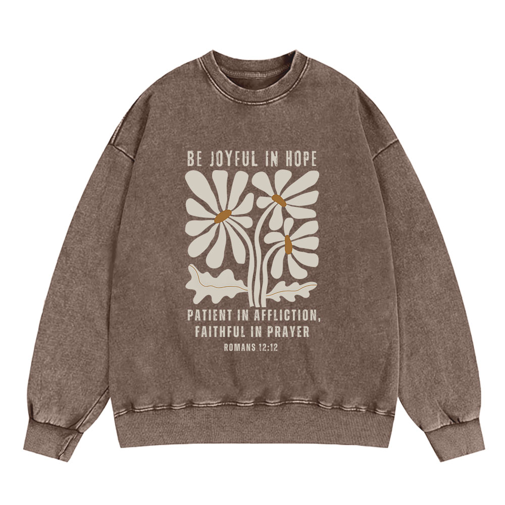 Be Joyful In Hope Christian Washed Sweatshirt