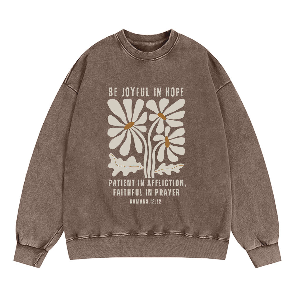 Be Joyful In Hope Christian Washed Sweatshirt