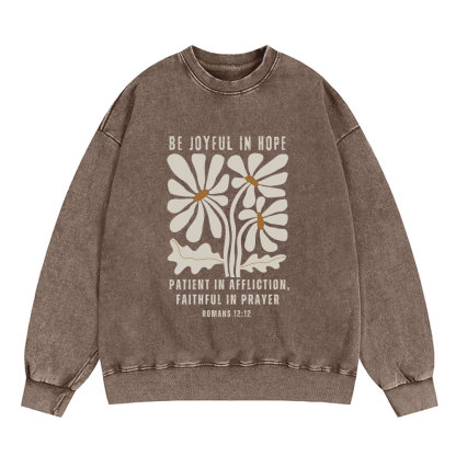 Be Joyful In Hope Christian Washed Sweatshirt