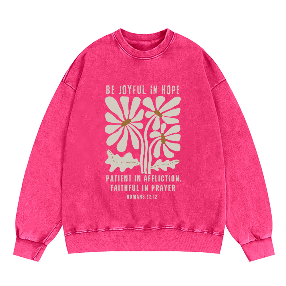 Be Joyful In Hope Christian Washed Sweatshirt