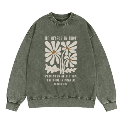 Be Joyful In Hope Christian Washed Sweatshirt
