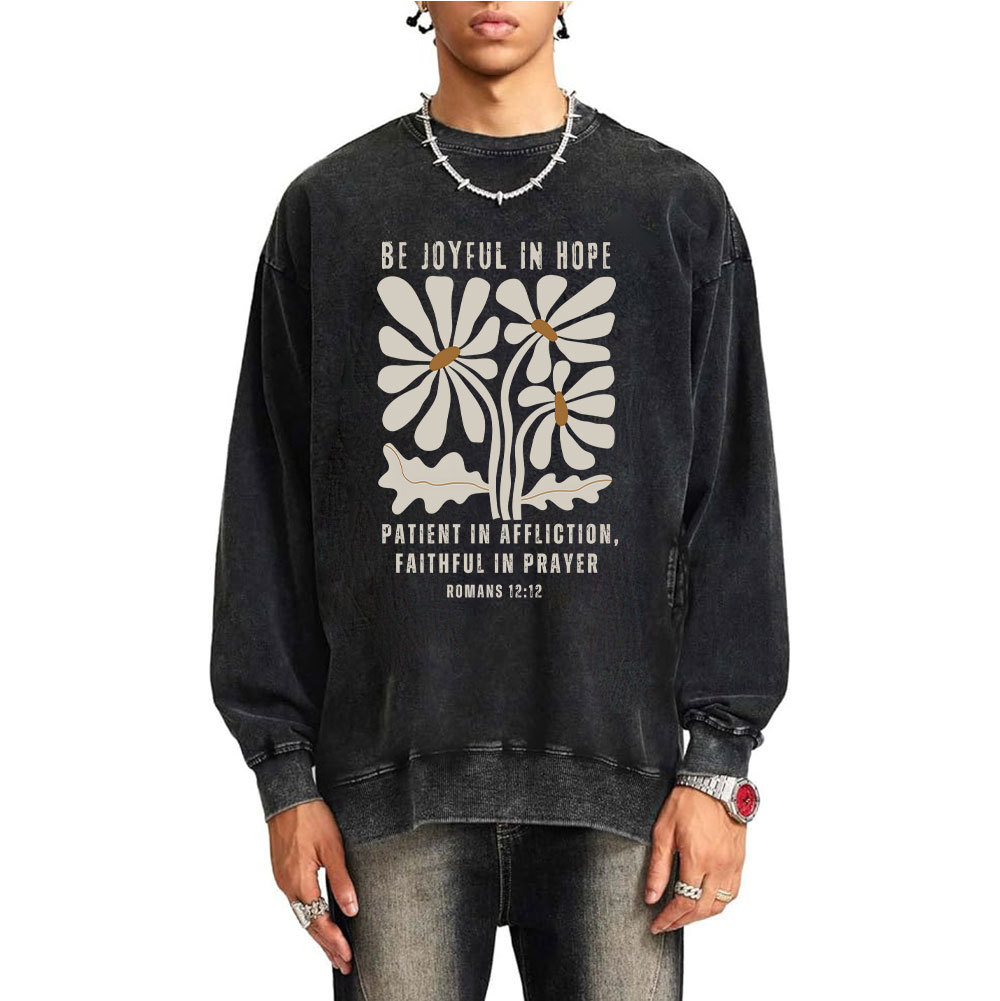 Be Joyful In Hope Christian Washed Sweatshirt