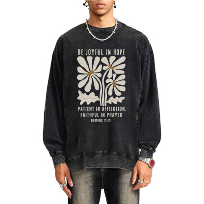 Be Joyful In Hope Christian Washed Sweatshirt