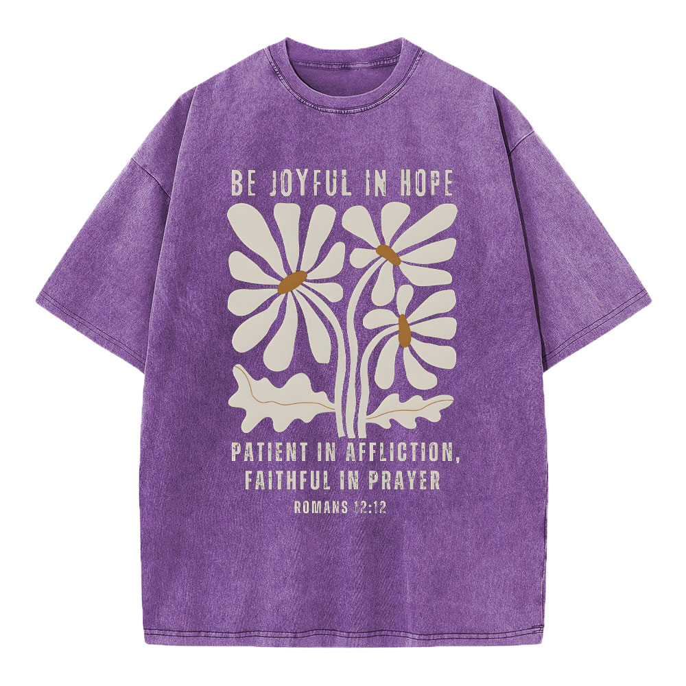 Be Joyful In Hope Christian Washed T-Shirt