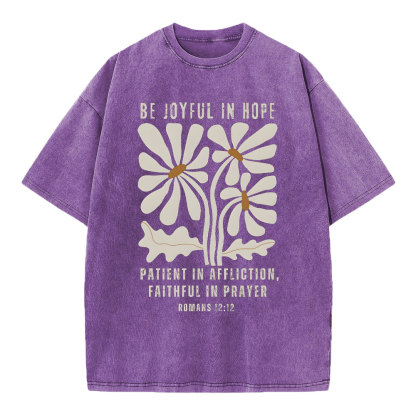 Be Joyful In Hope Christian Washed T-Shirt