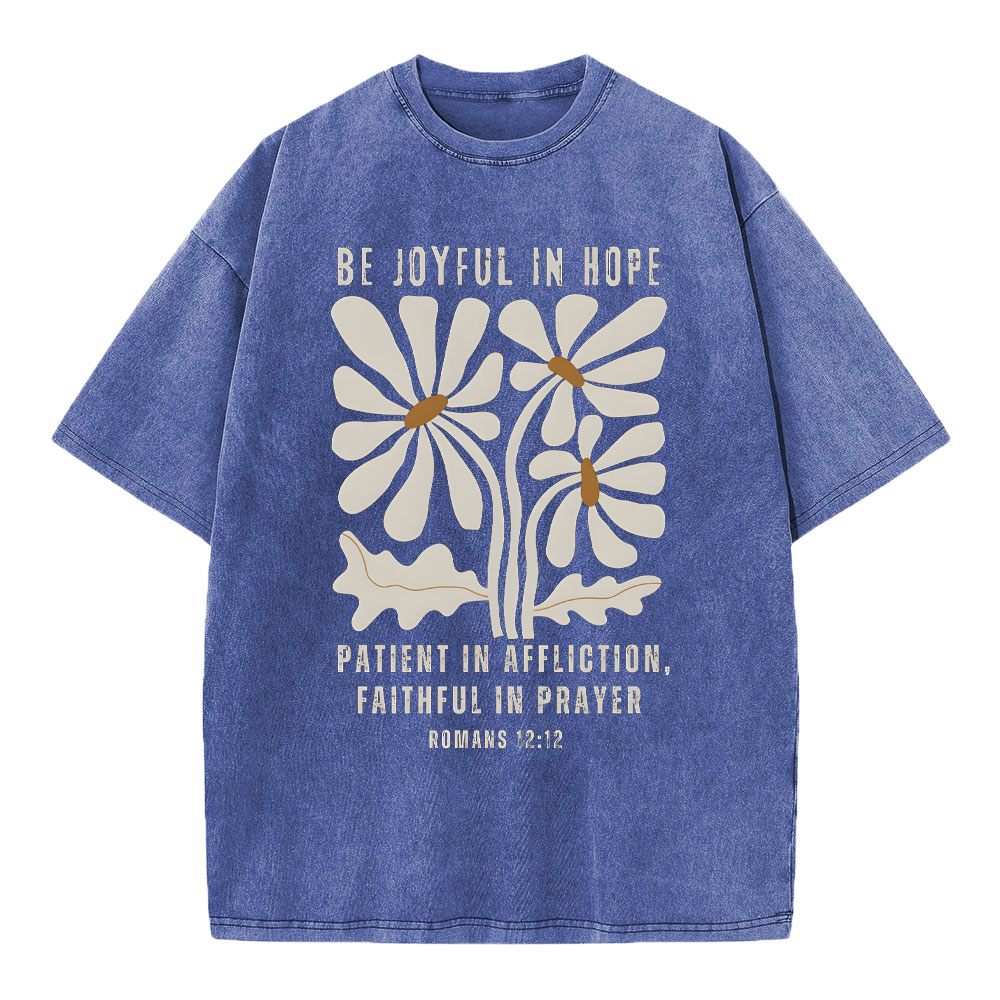 Be Joyful In Hope Christian Washed T-Shirt