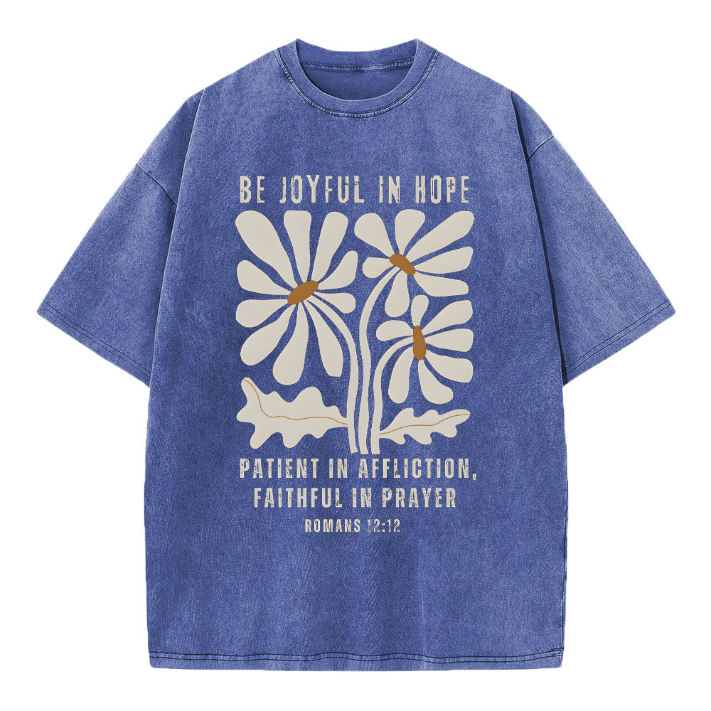 Be Joyful In Hope Christian Washed T-Shirt