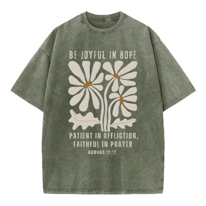 Be Joyful In Hope Christian Washed T-Shirt