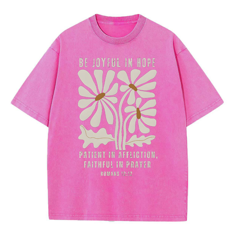 Be Joyful In Hope Christian Washed T-Shirt