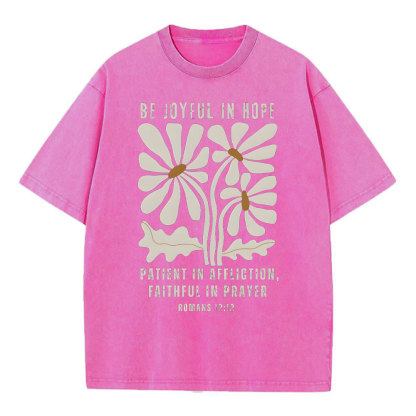 Be Joyful In Hope Christian Washed T-Shirt