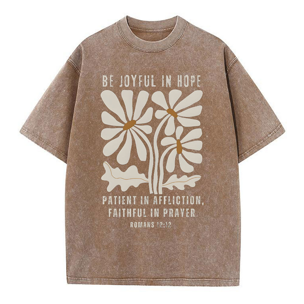 Be Joyful In Hope Christian Washed T-Shirt
