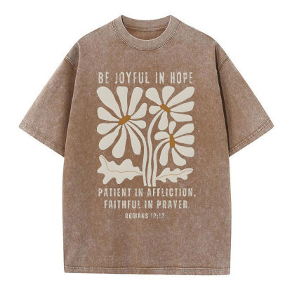 Be Joyful In Hope Christian Washed T-Shirt