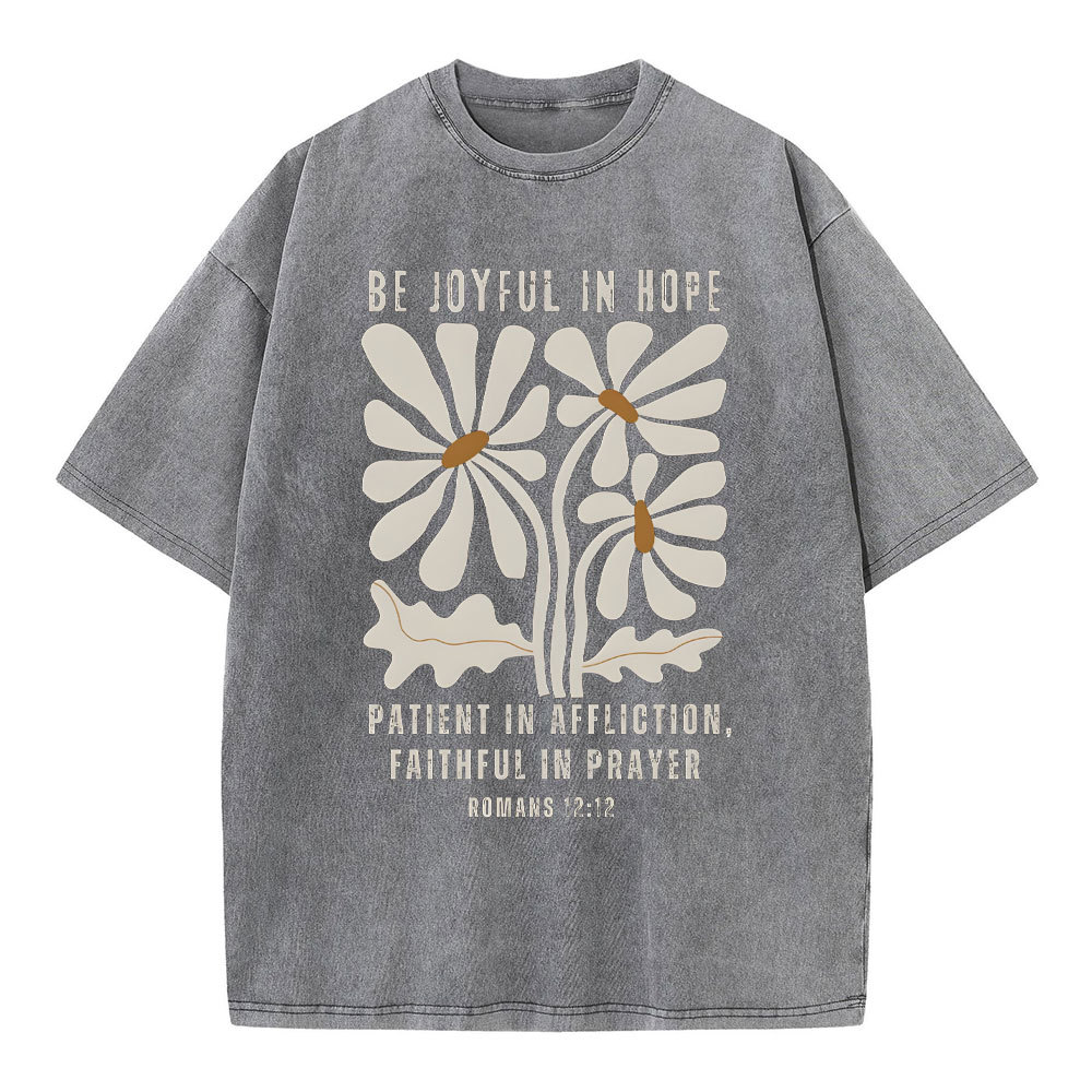 Be Joyful In Hope Christian Washed T-Shirt