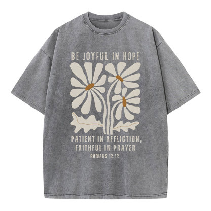 Be Joyful In Hope Christian Washed T-Shirt