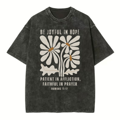 Be Joyful In Hope Christian Washed T-Shirt