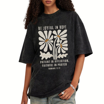 Be Joyful In Hope Christian Washed T-Shirt