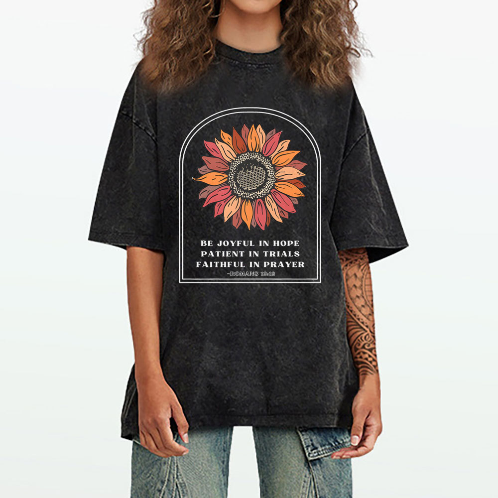 Be Joyful In Hope Christian Washed T-Shirt