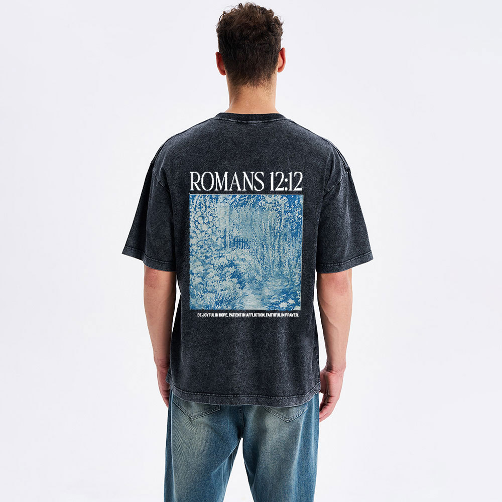 Be Joyful In Hope Christian Washed T-Shirt