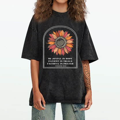 Be Joyful In Hope Christian Washed T-Shirt