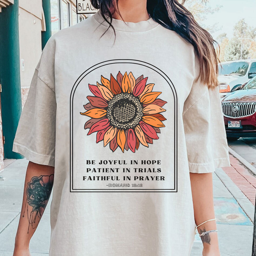Be Joyful In Hope Christian Washed T-Shirt