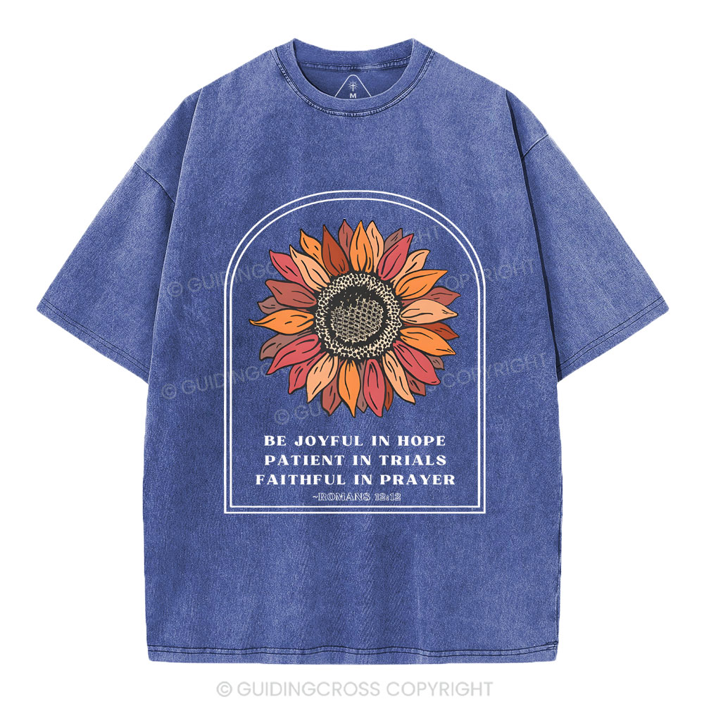 Be Joyful In Hope Christian Washed T-Shirt