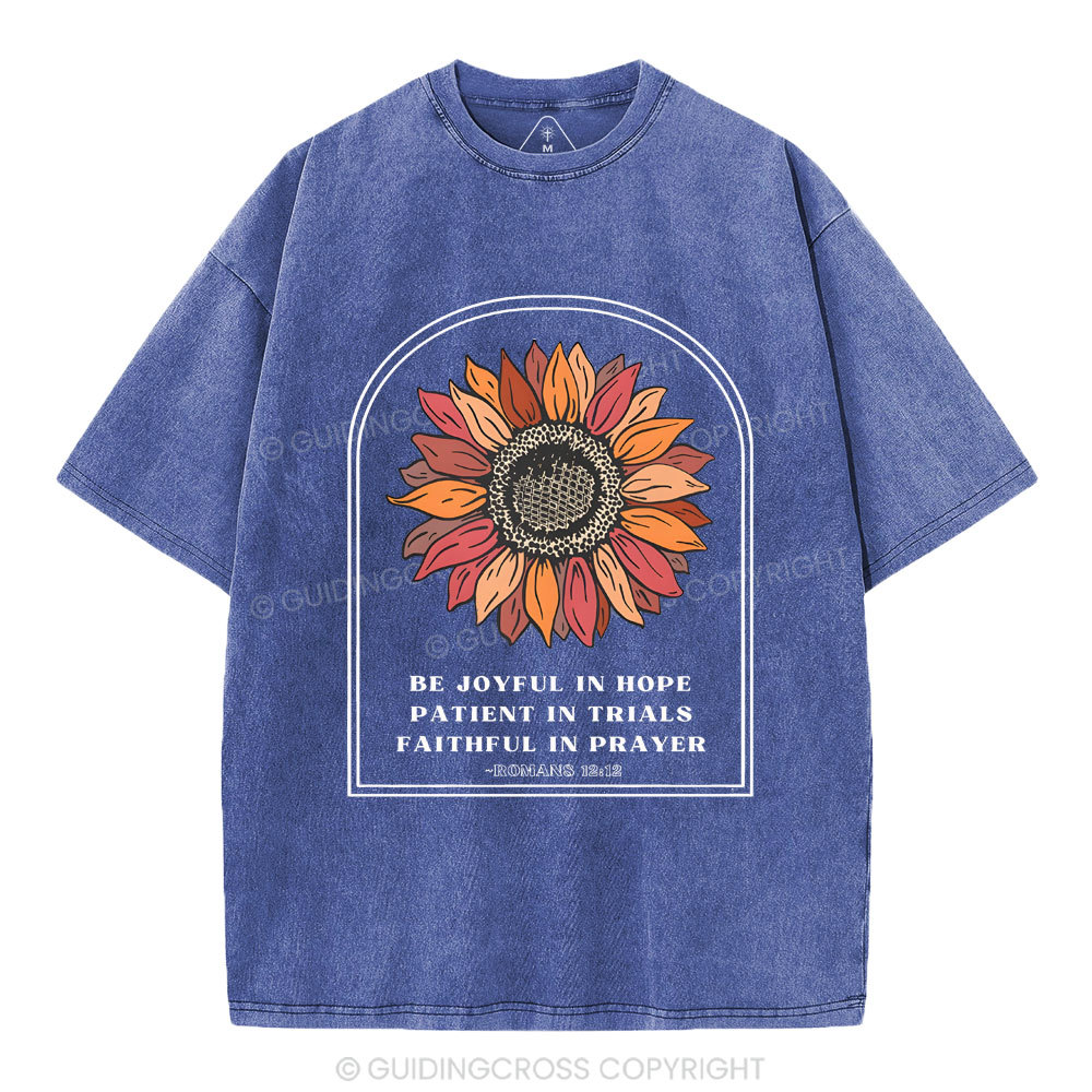 Be Joyful In Hope Christian Washed T-Shirt