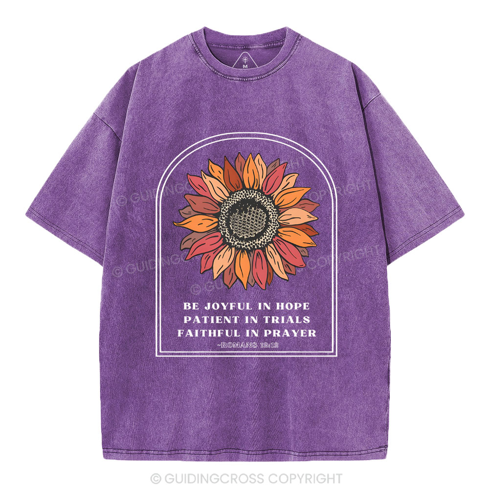 Be Joyful In Hope Christian Washed T-Shirt