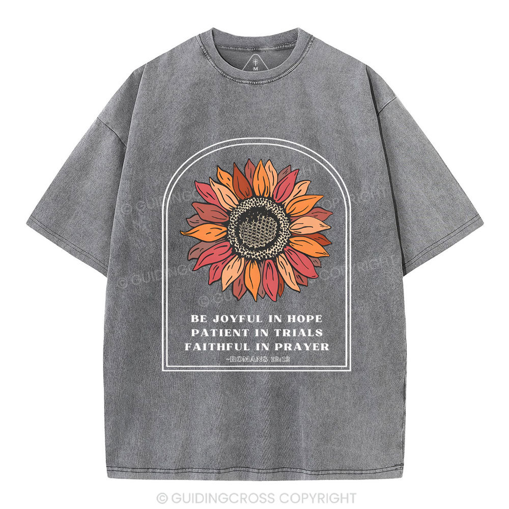 Be Joyful In Hope Christian Washed T-Shirt