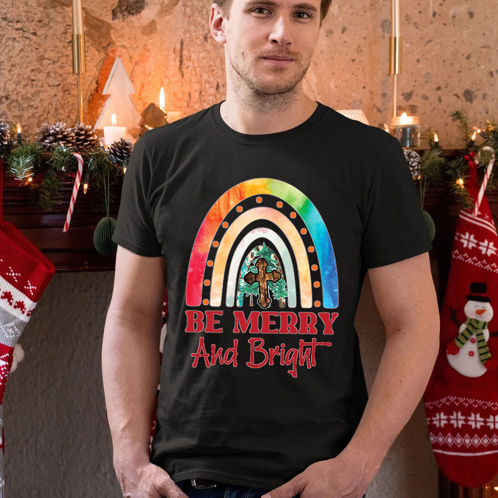 Be Merry And Bright Christmas And Christian T-Shirt