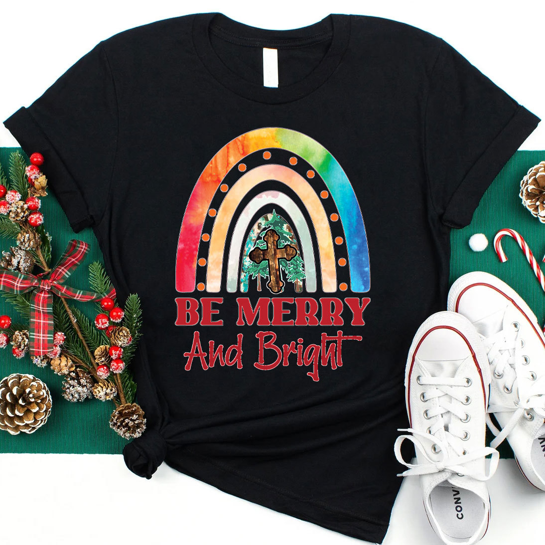 Be Merry And Bright Christmas And Christian T-Shirt