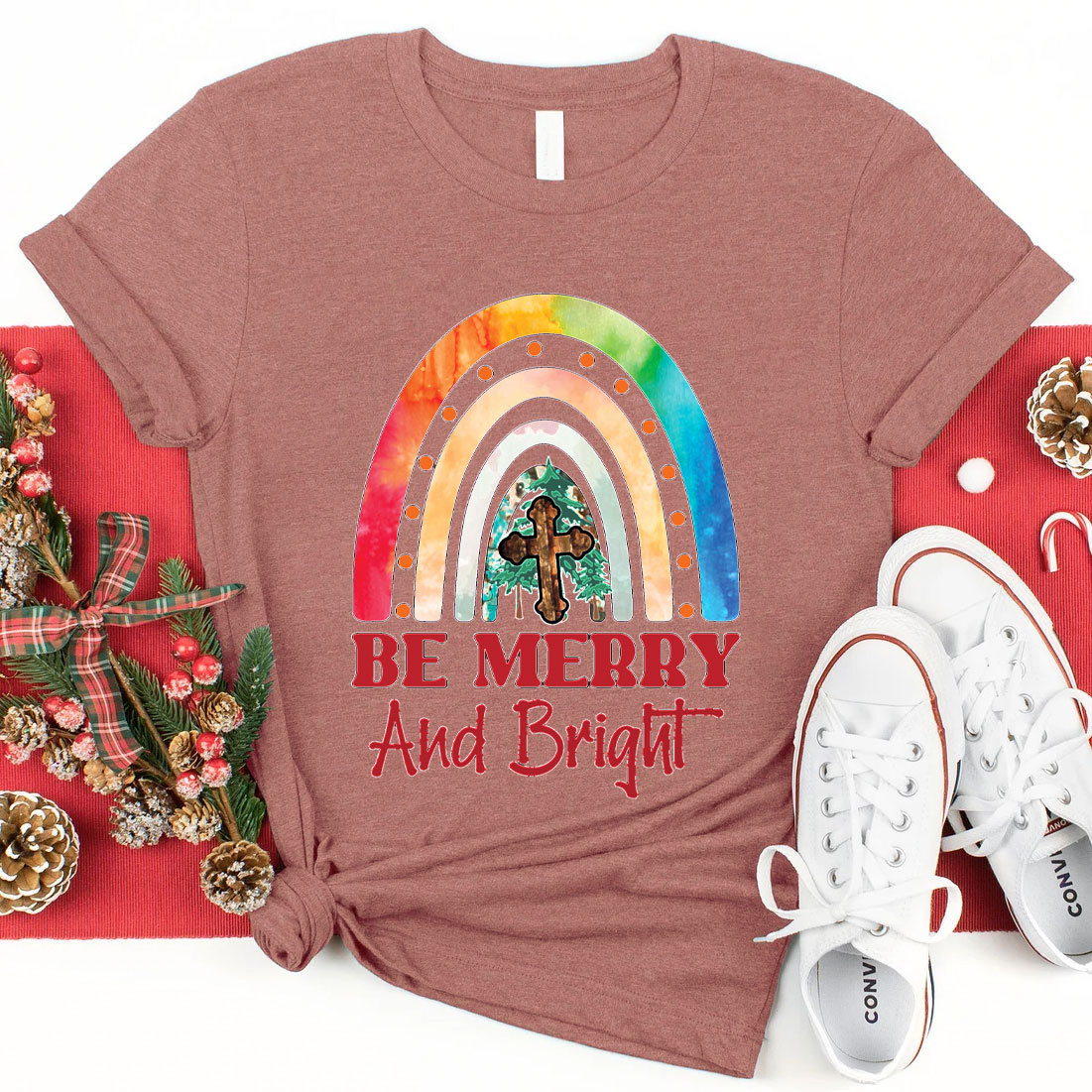 Be Merry And Bright Christmas And Christian T-Shirt