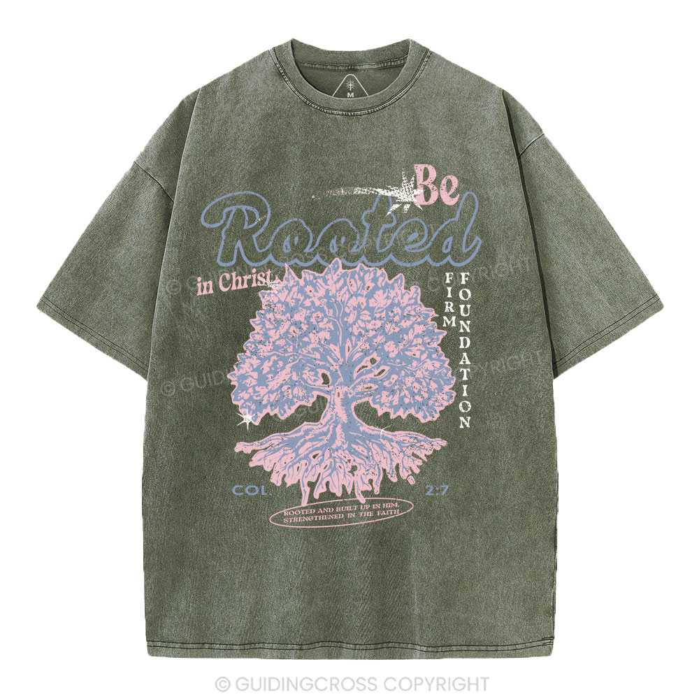 Be Rooted In Christ Christian Washed T-Shirt