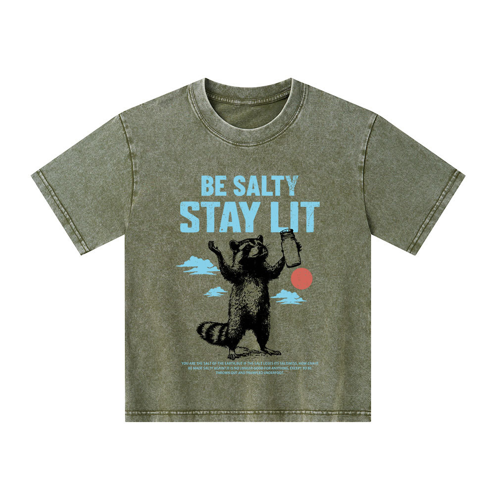 Be Salty Stay Lit Christian Kid Washed T-Shirt