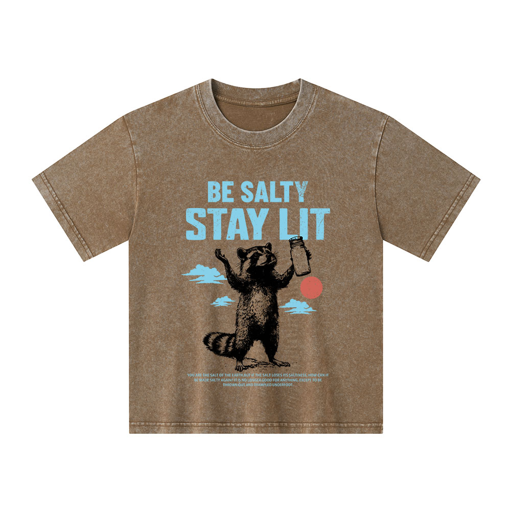Be Salty Stay Lit Christian Kid Washed T-Shirt