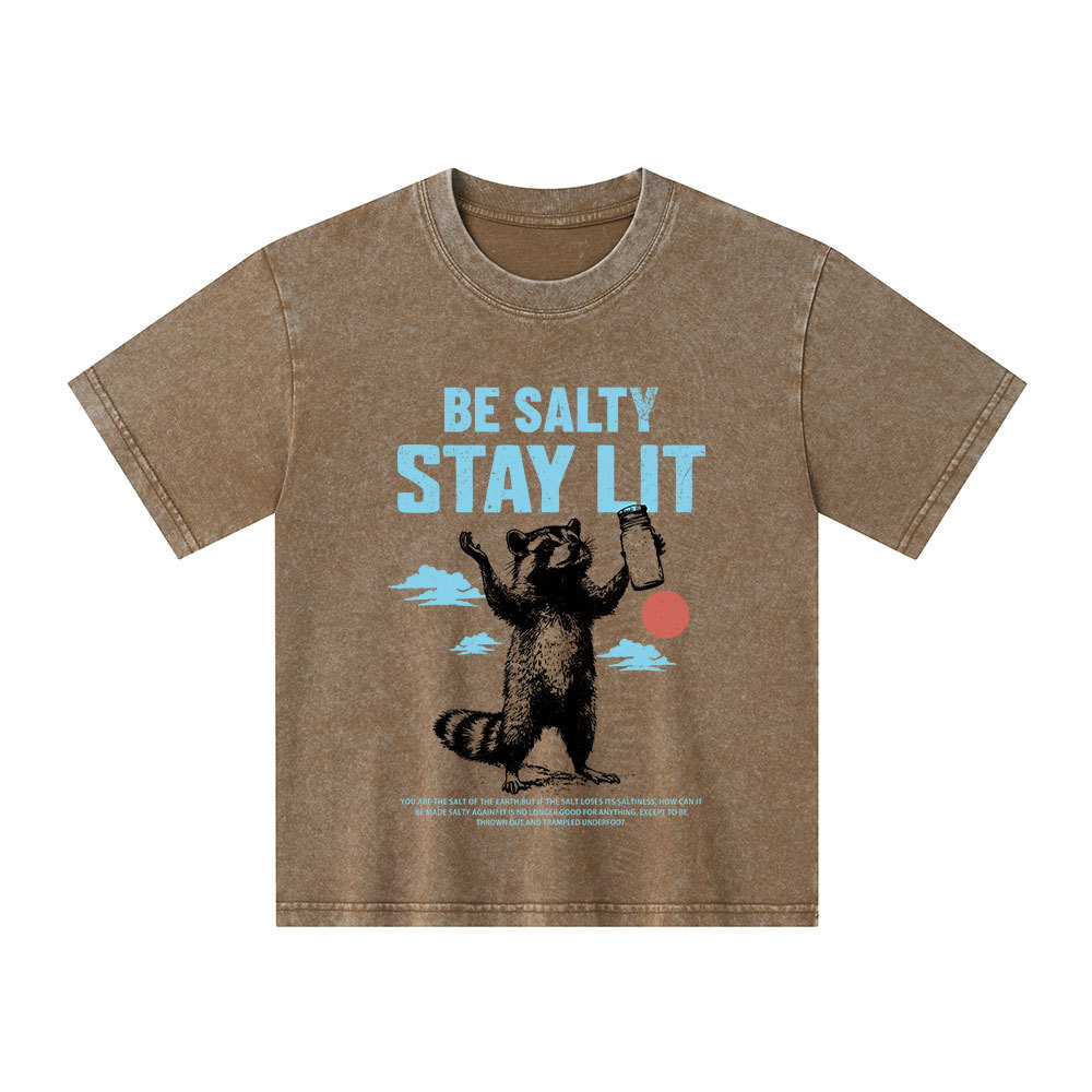 Be Salty Stay Lit Christian Kid Washed T-Shirt