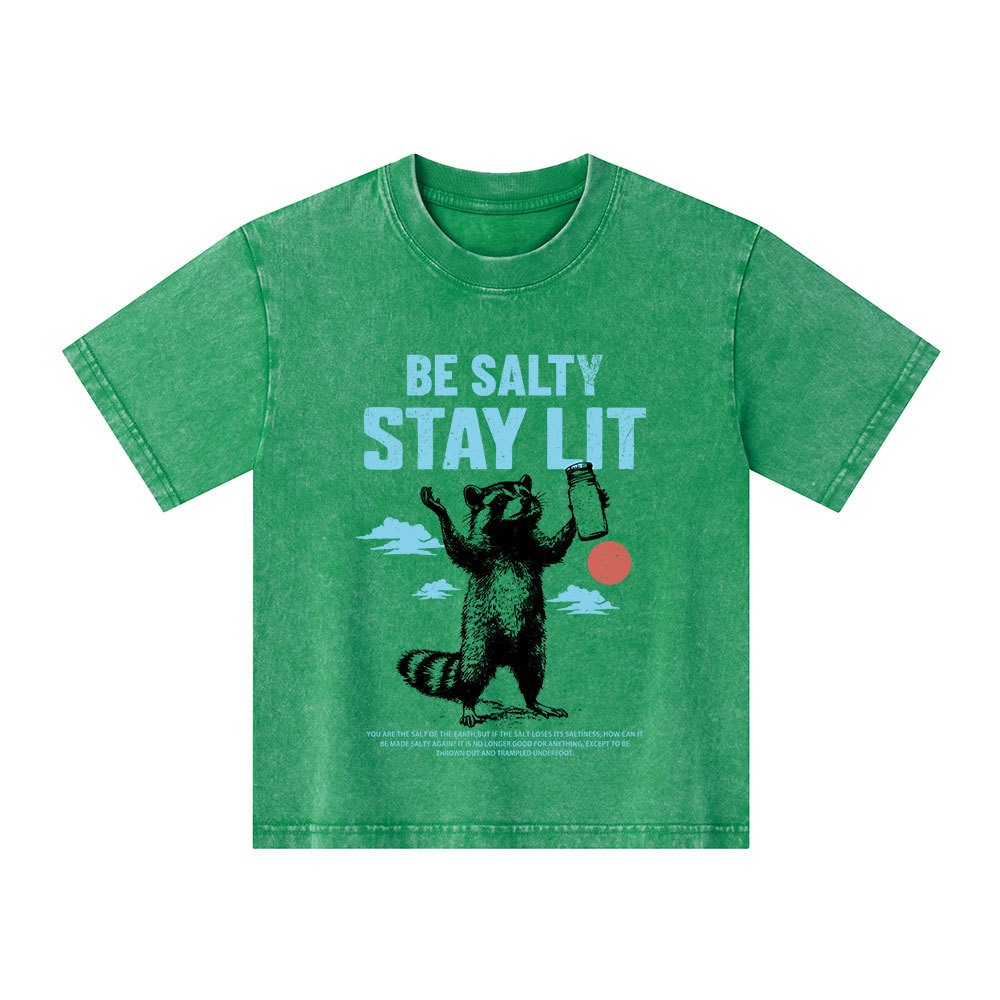 Be Salty Stay Lit Christian Kid Washed T-Shirt