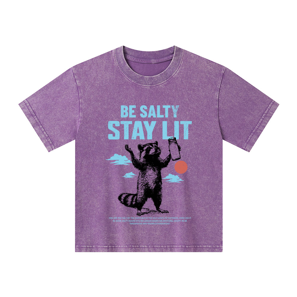 Be Salty Stay Lit Christian Kid Washed T-Shirt